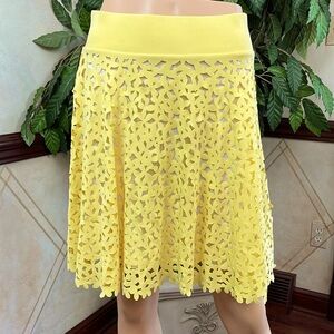 INC YELLOW LASER CUT SKIRT